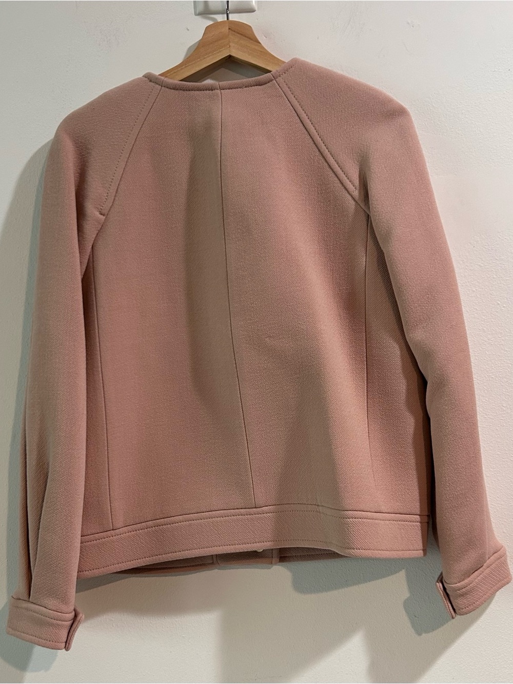 298$J.Crew Double Cloth Moto Jacket Beige Stone Blush Pink Wool Size 6 NWOT - Picture 4 of 13